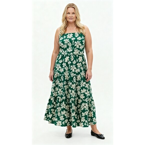 NWT Gap Tiered Maxi Dress Sleeveless Square Neck Floral Green Womens Size XXL* - Picture 7 of 7